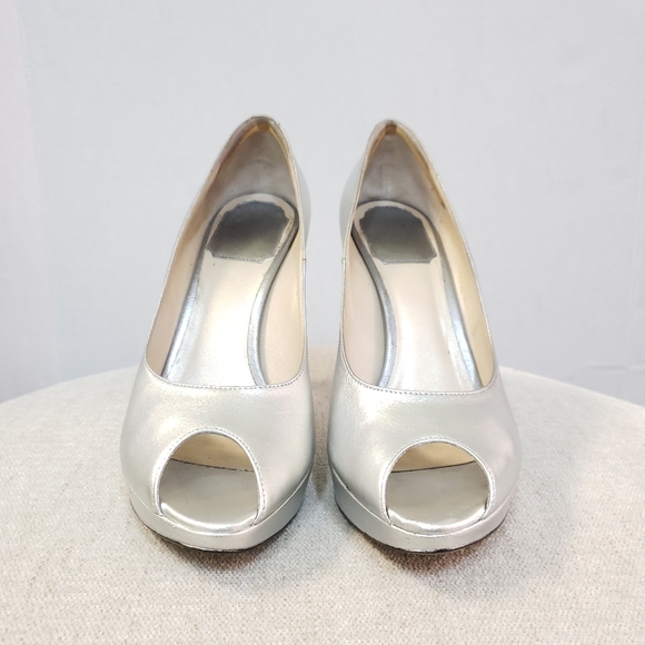 Christian Dior Silver Peep Toe Heels - Picture 4 of 8